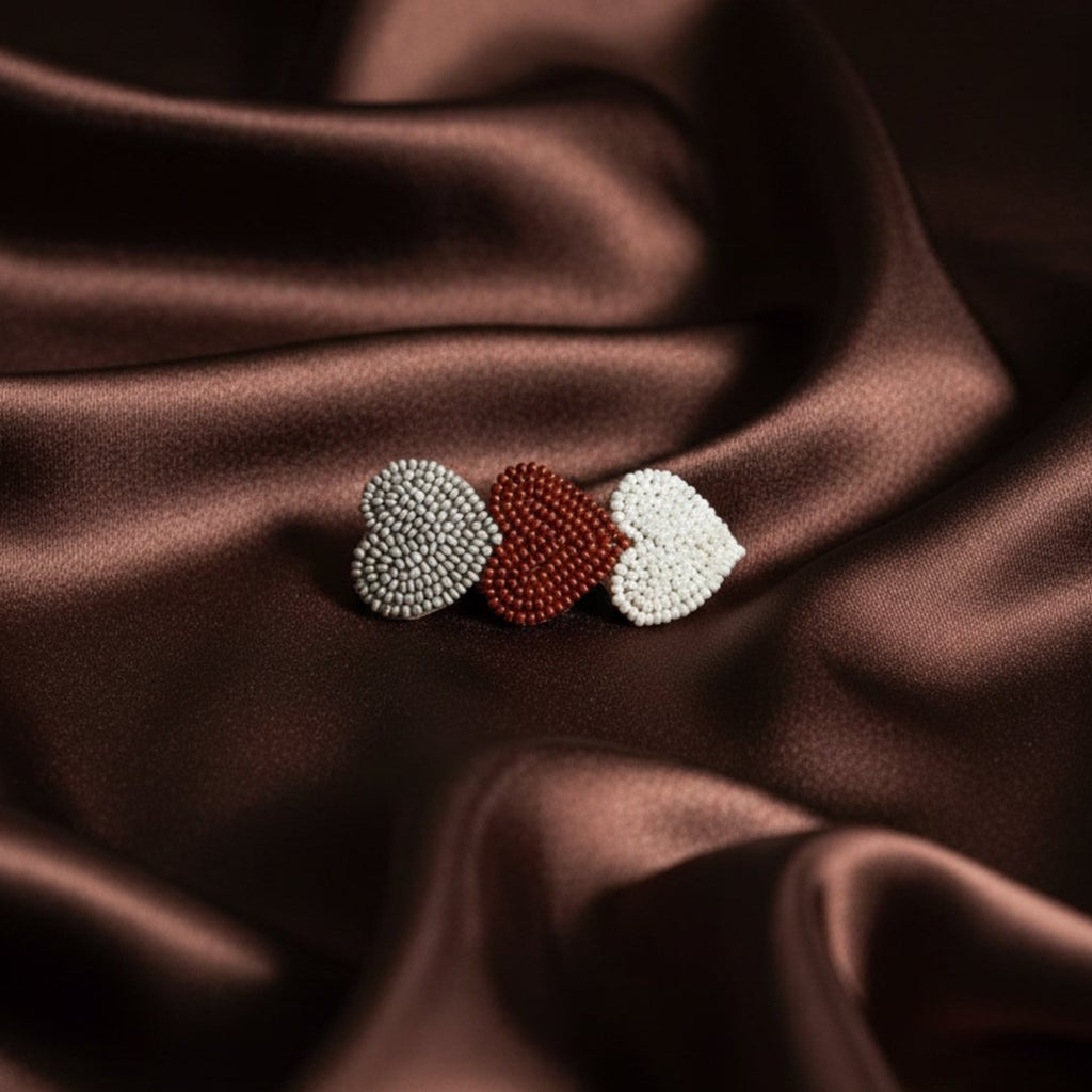 Triple Heart Hair Clip In Grey Brown And White
