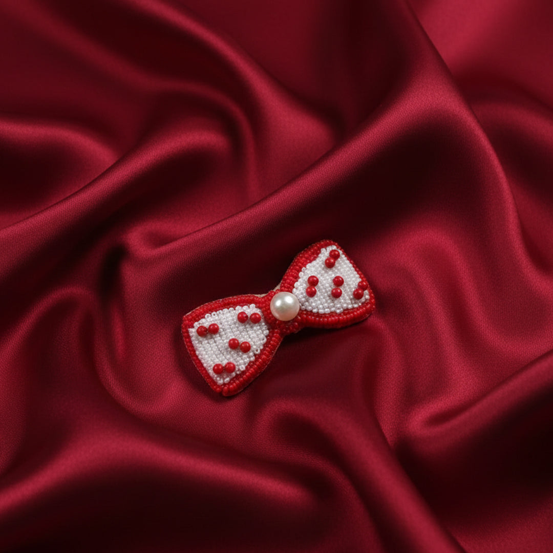 Red White Bow Hair Clip