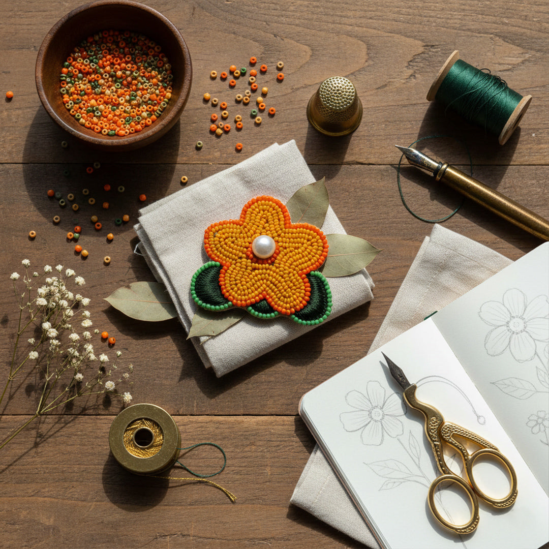 Orange Flower Hair Clip