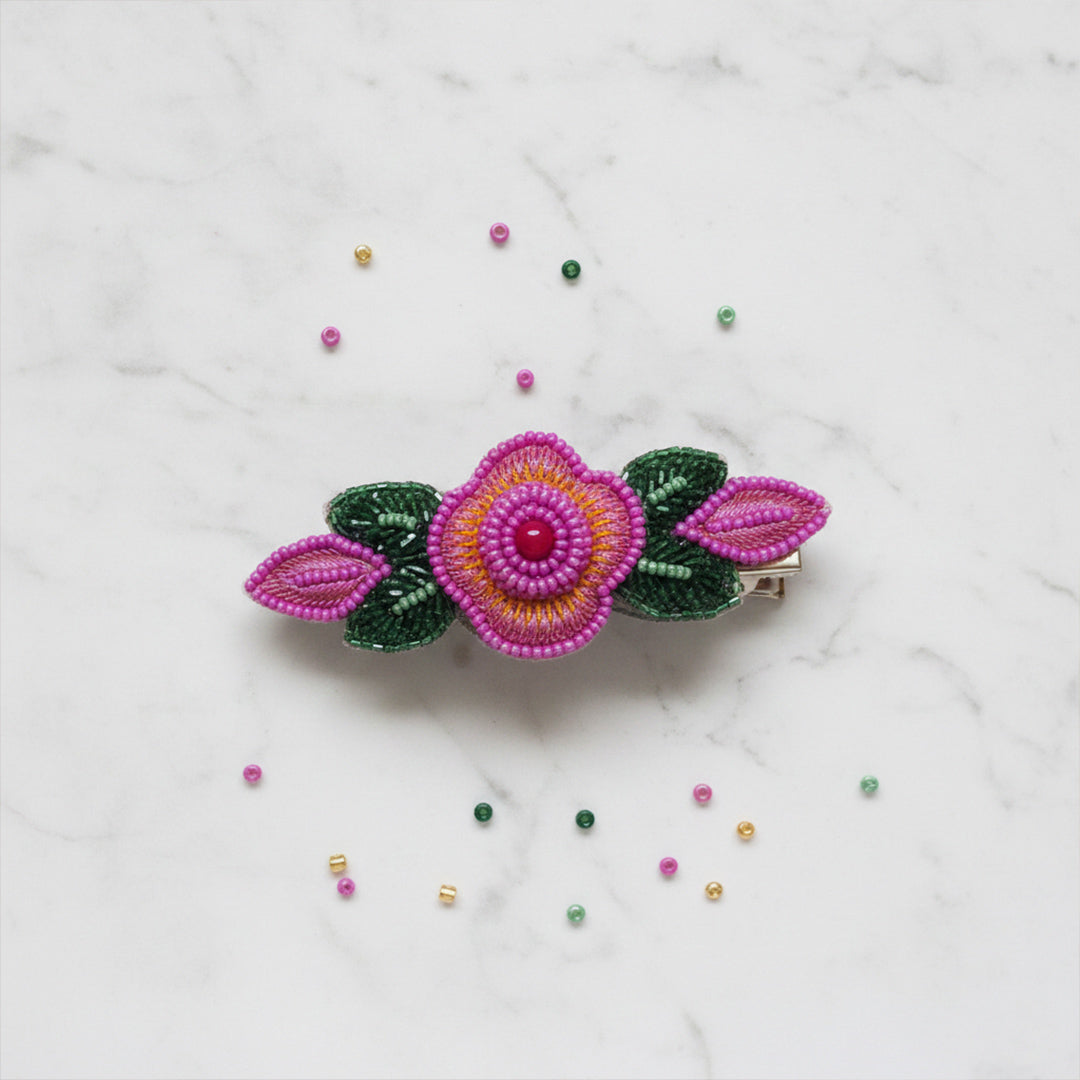 Pink Rose Hair Clip