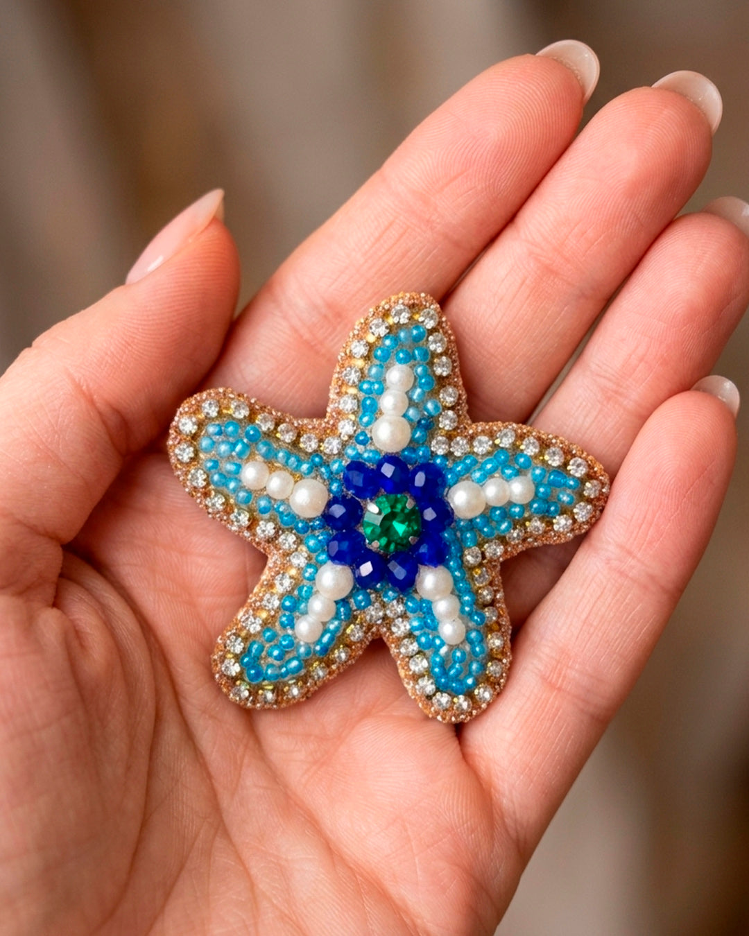Blue Star Fish Brooch Pin