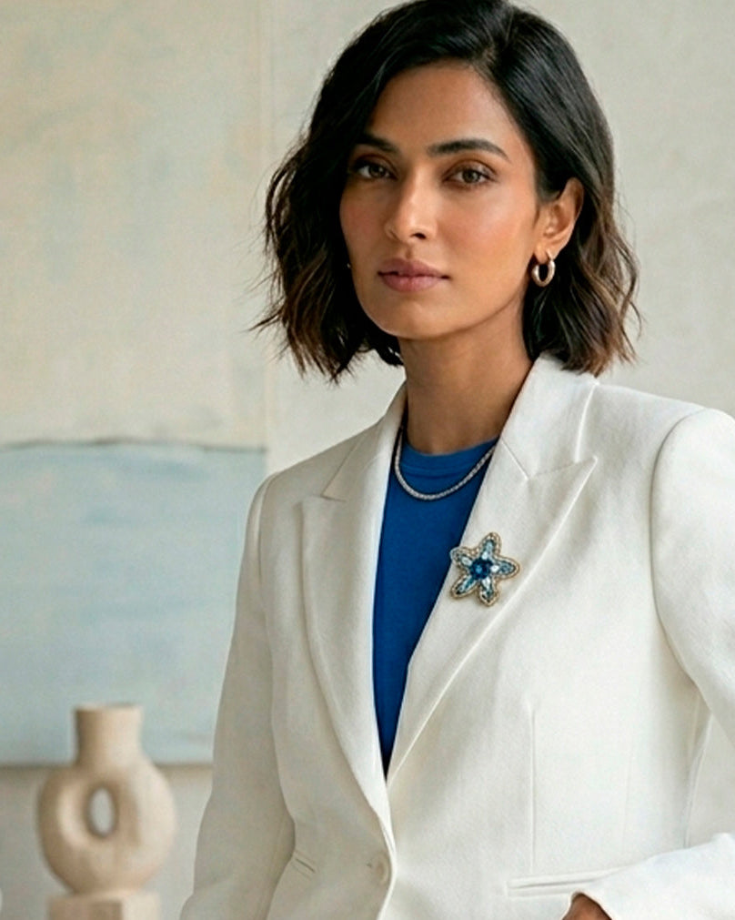 Blue Star Fish Brooch Pin