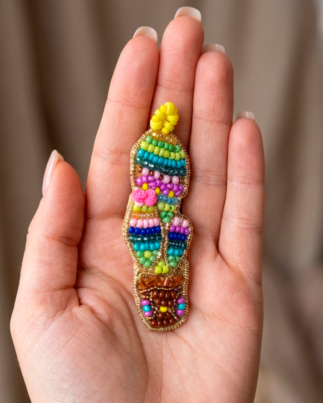 Multi Cactus Brooch Pin