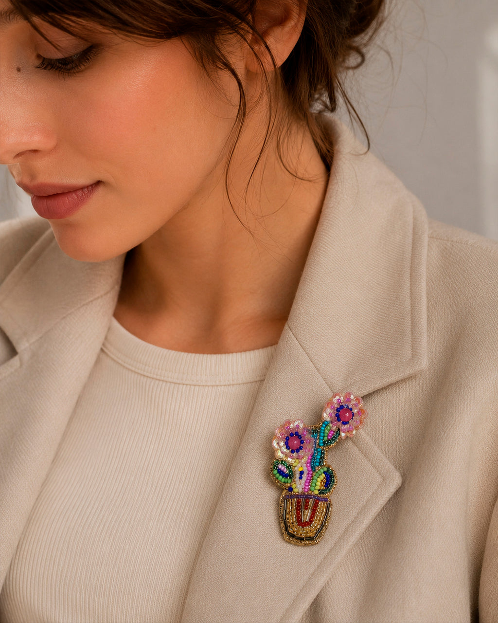 Multi Cactus Brooch Pin
