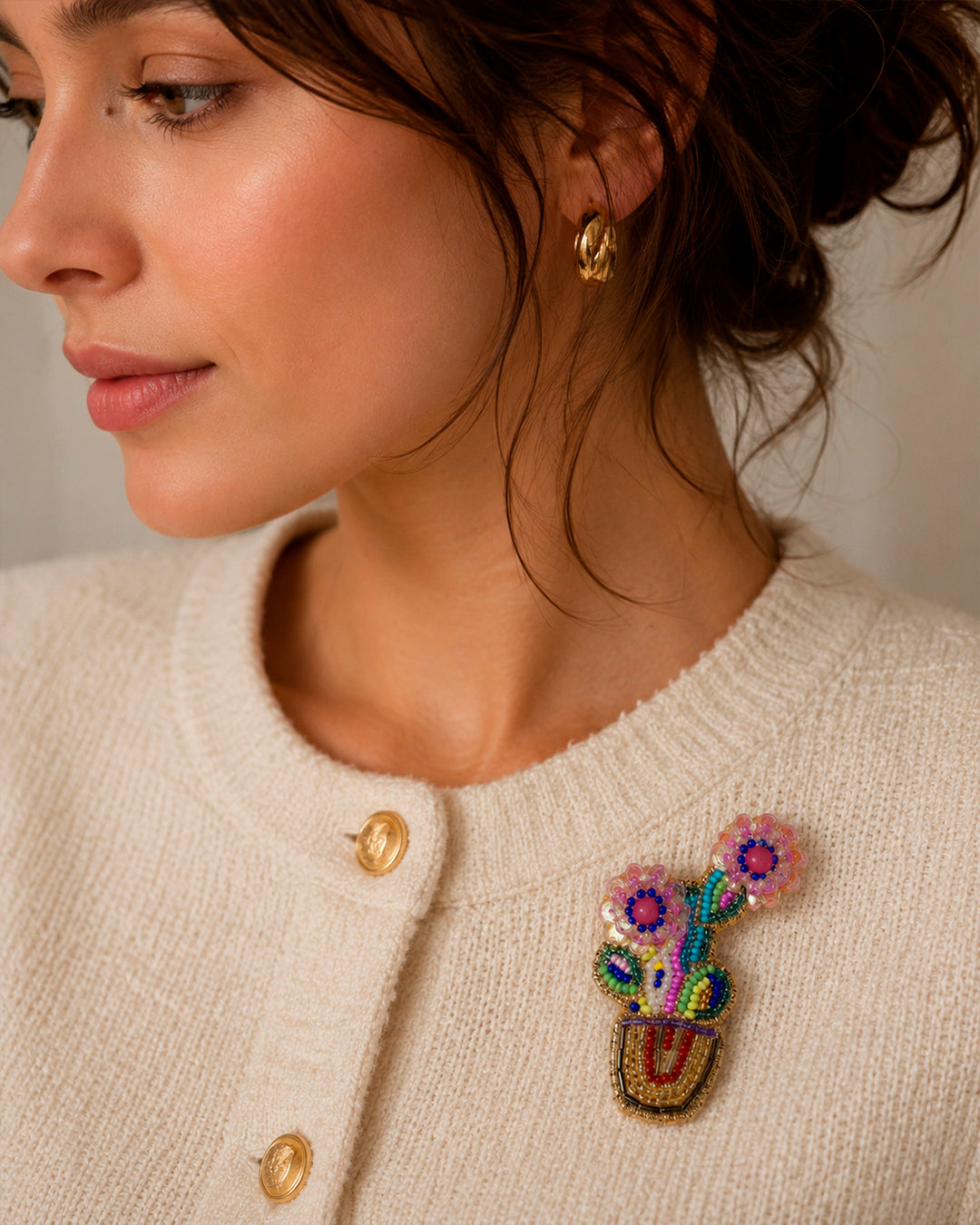 Multi Cactus Brooch Pin