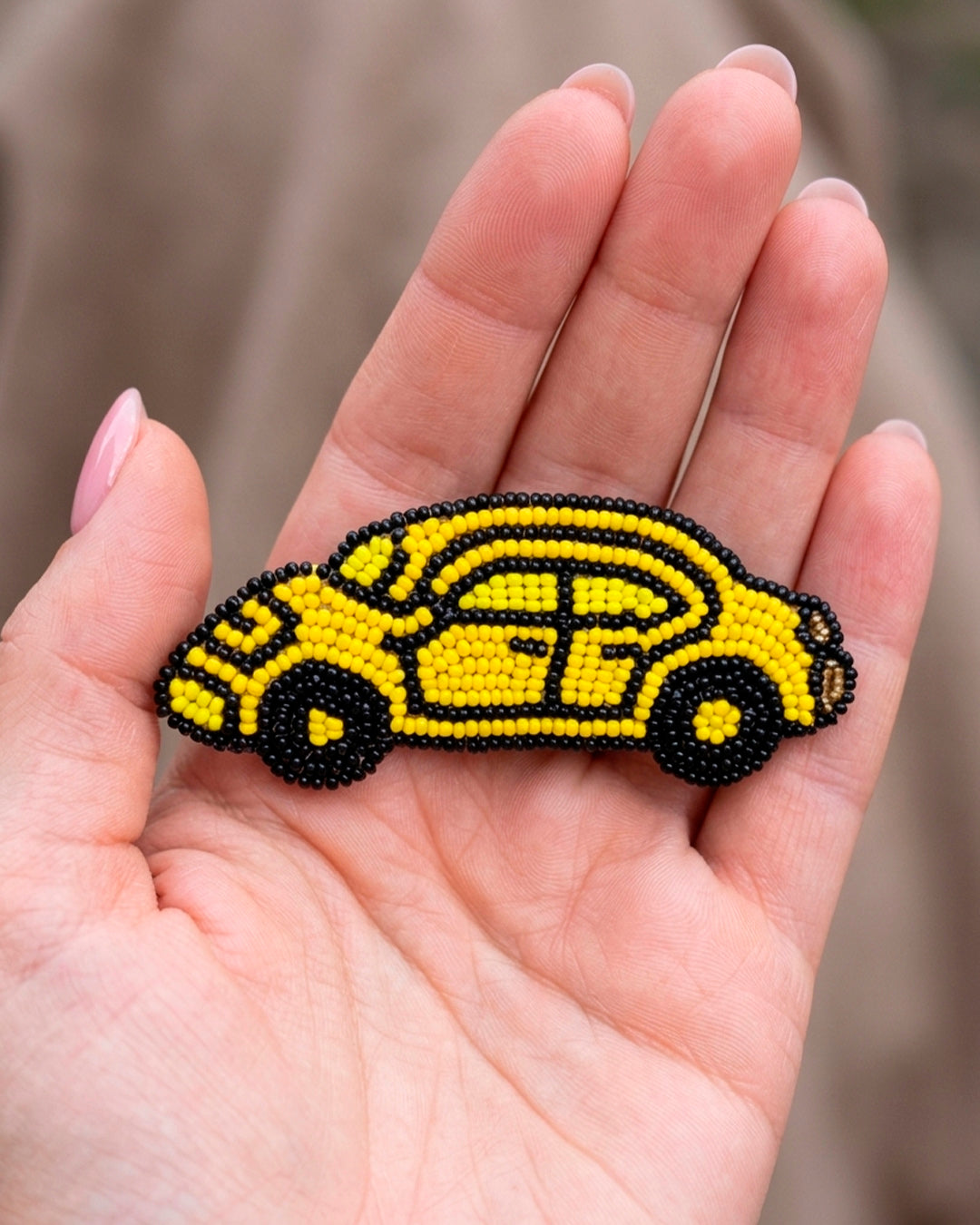 Yellow Taxi Brooch Pin