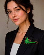 Green Frog Brooch Pin