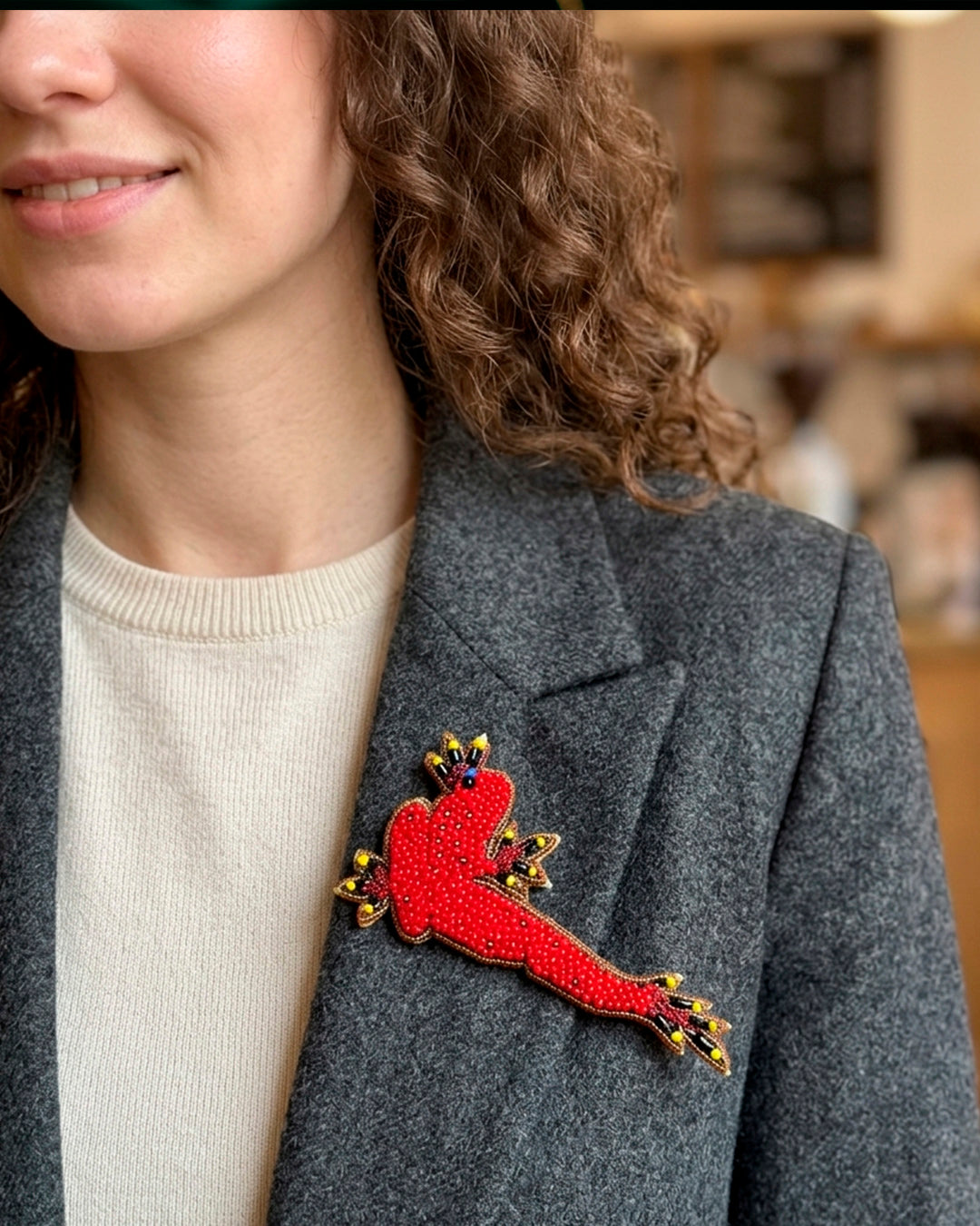 Red Frog Brooch