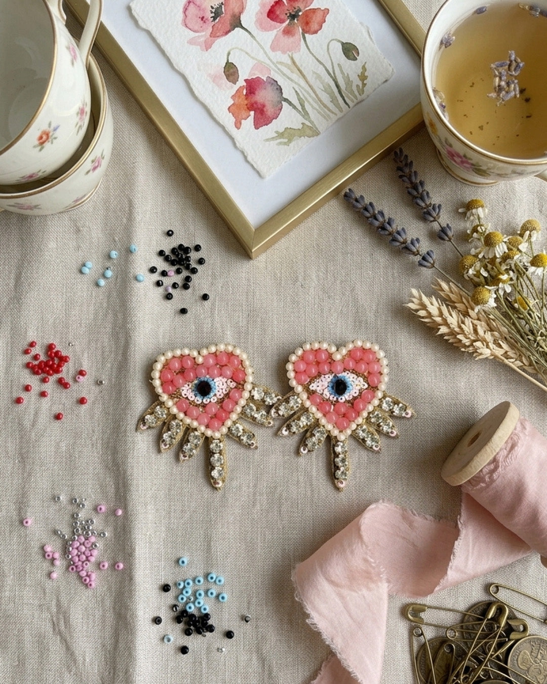 Evil Eye Heart Earring
