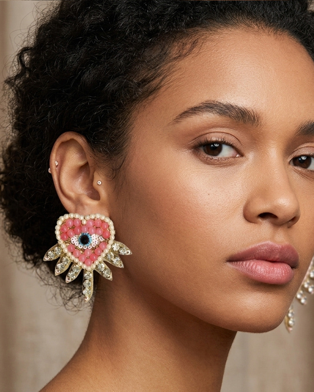 Evil Eye Heart Earring