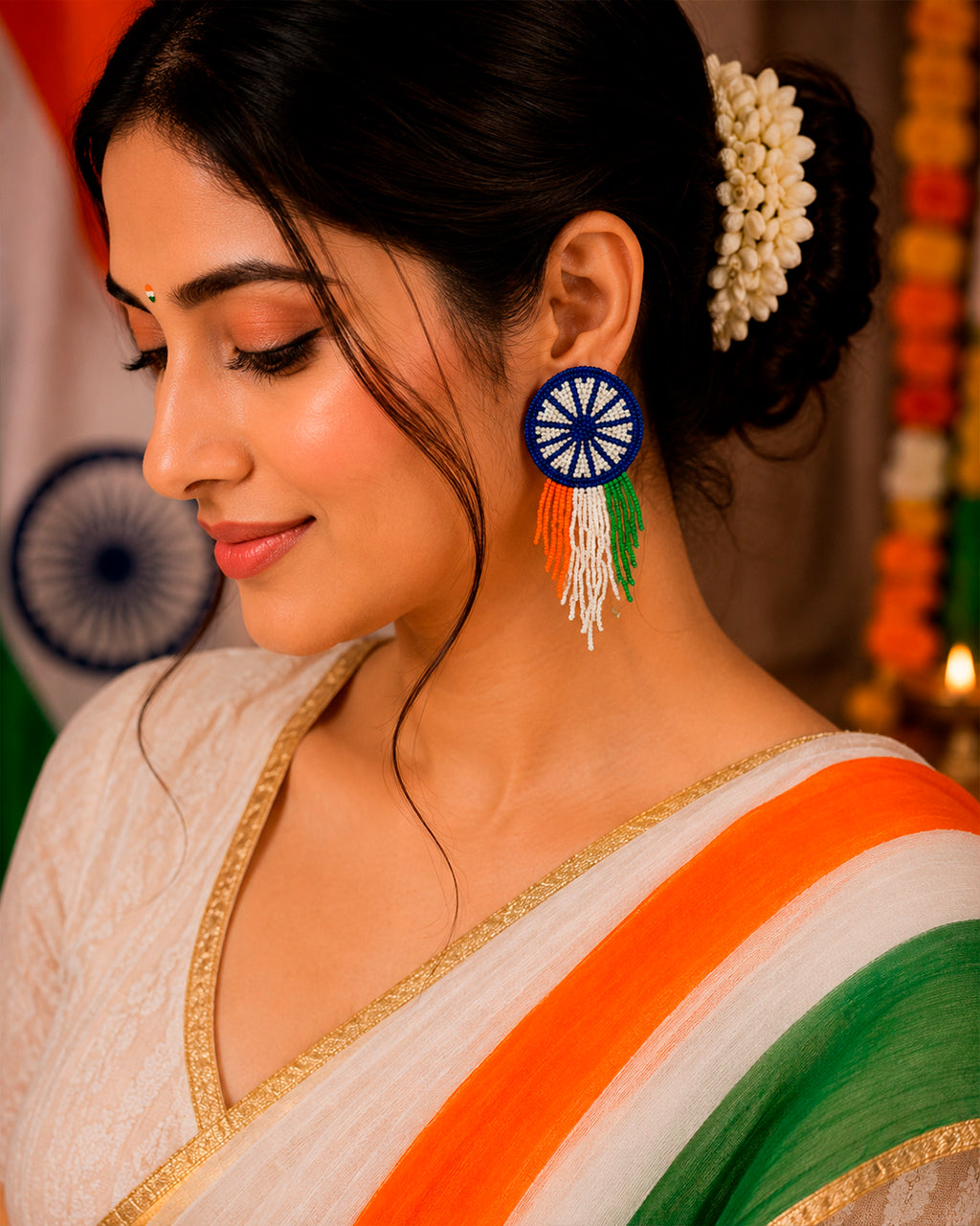 Tiranga Ashoka Chakra Earring