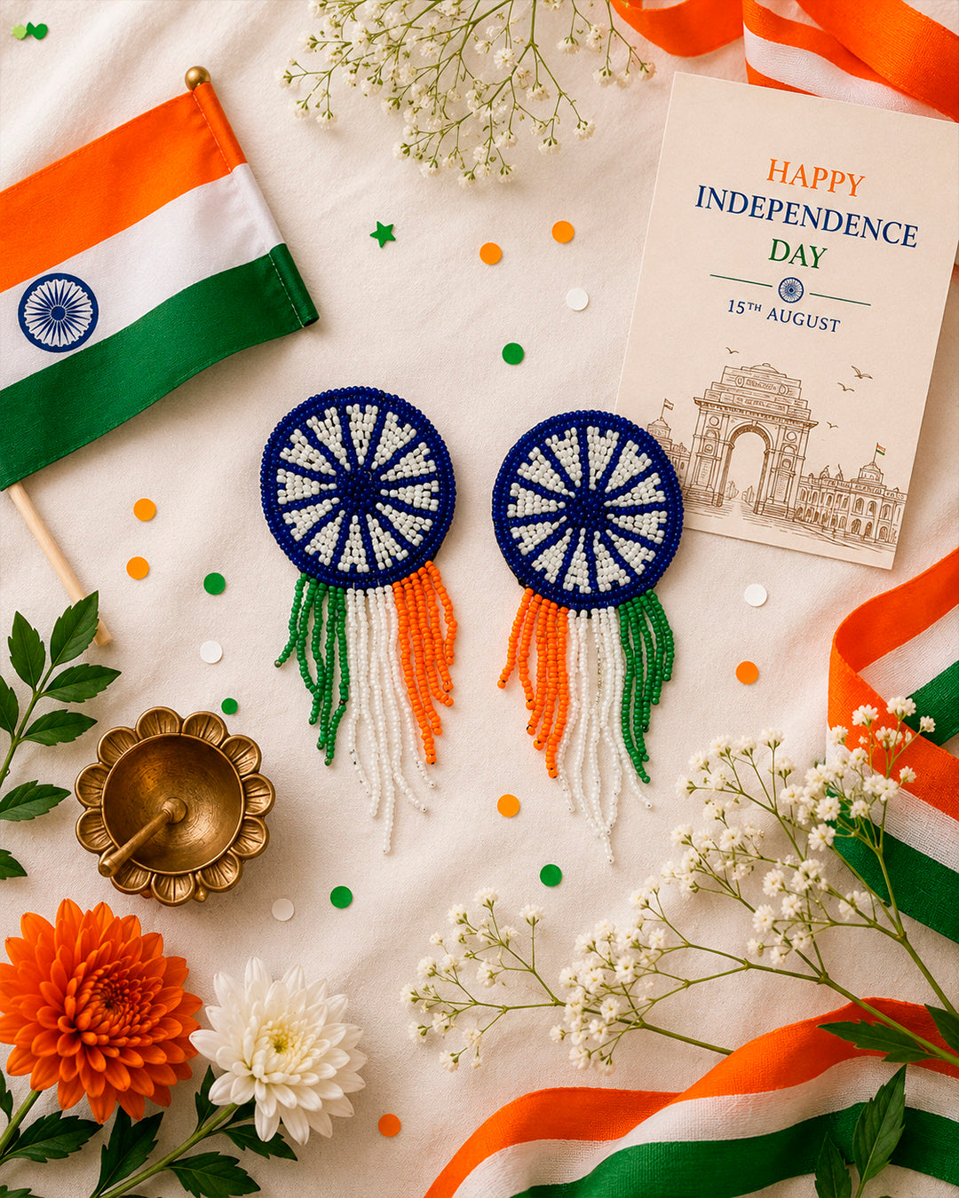 Tiranga Ashoka Chakra Earring