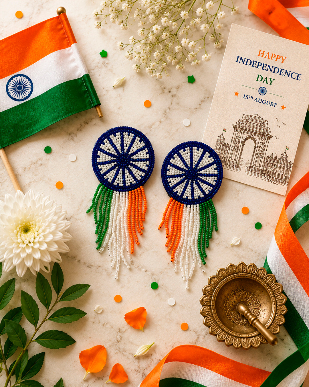 Tiranga Ashoka Chakra Earring