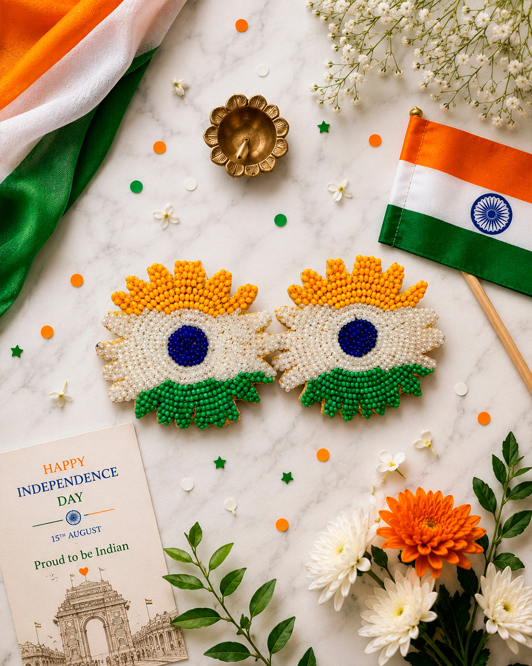 Tiranga Flower Earring