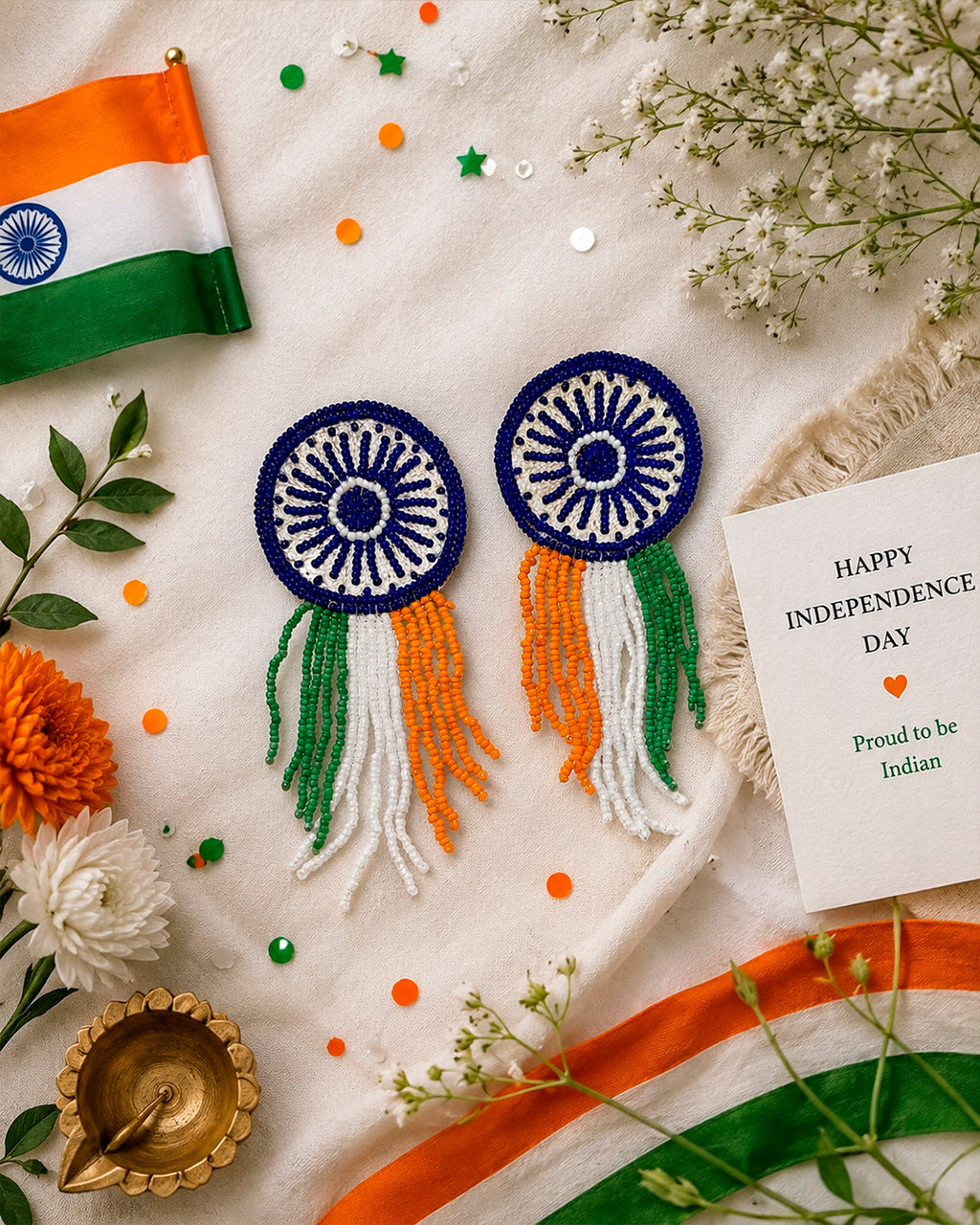 Tiranga Ashoka Chakra Earring