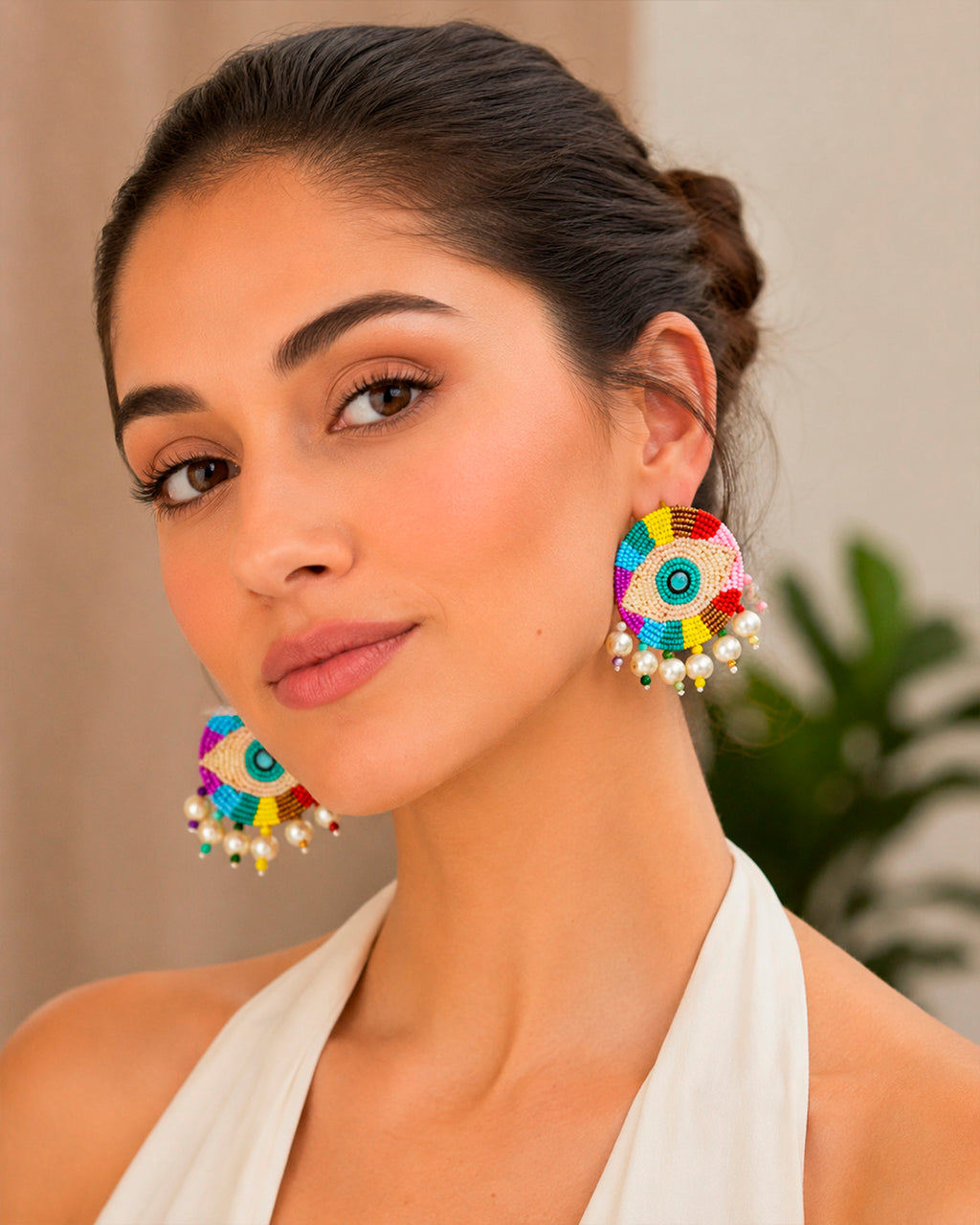 Evil Eye Round Multicolour Earring