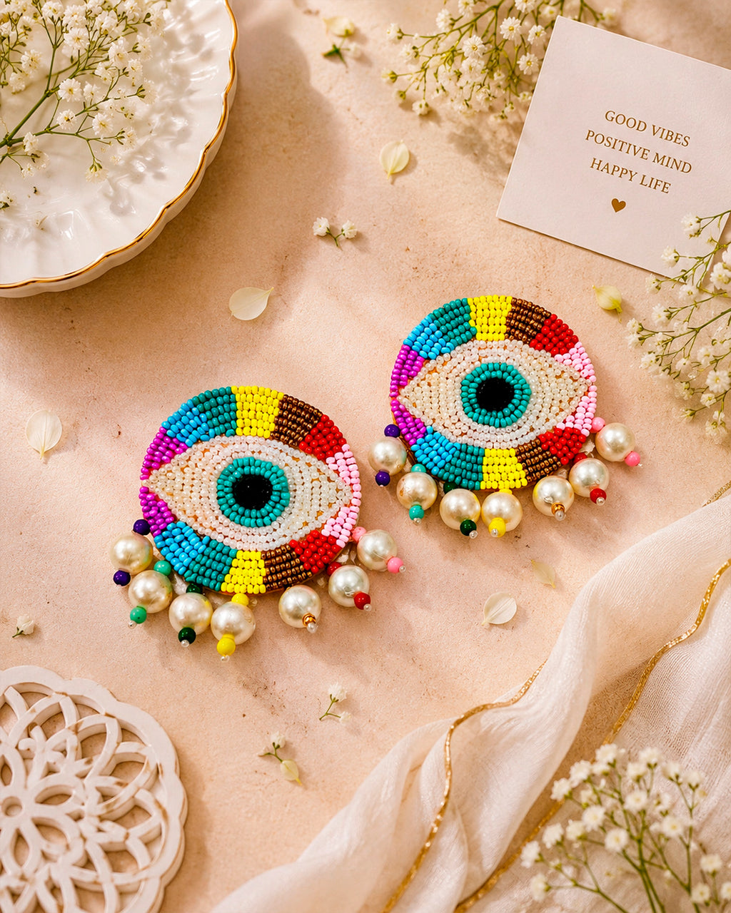Evil Eye Round Multicolour Earring