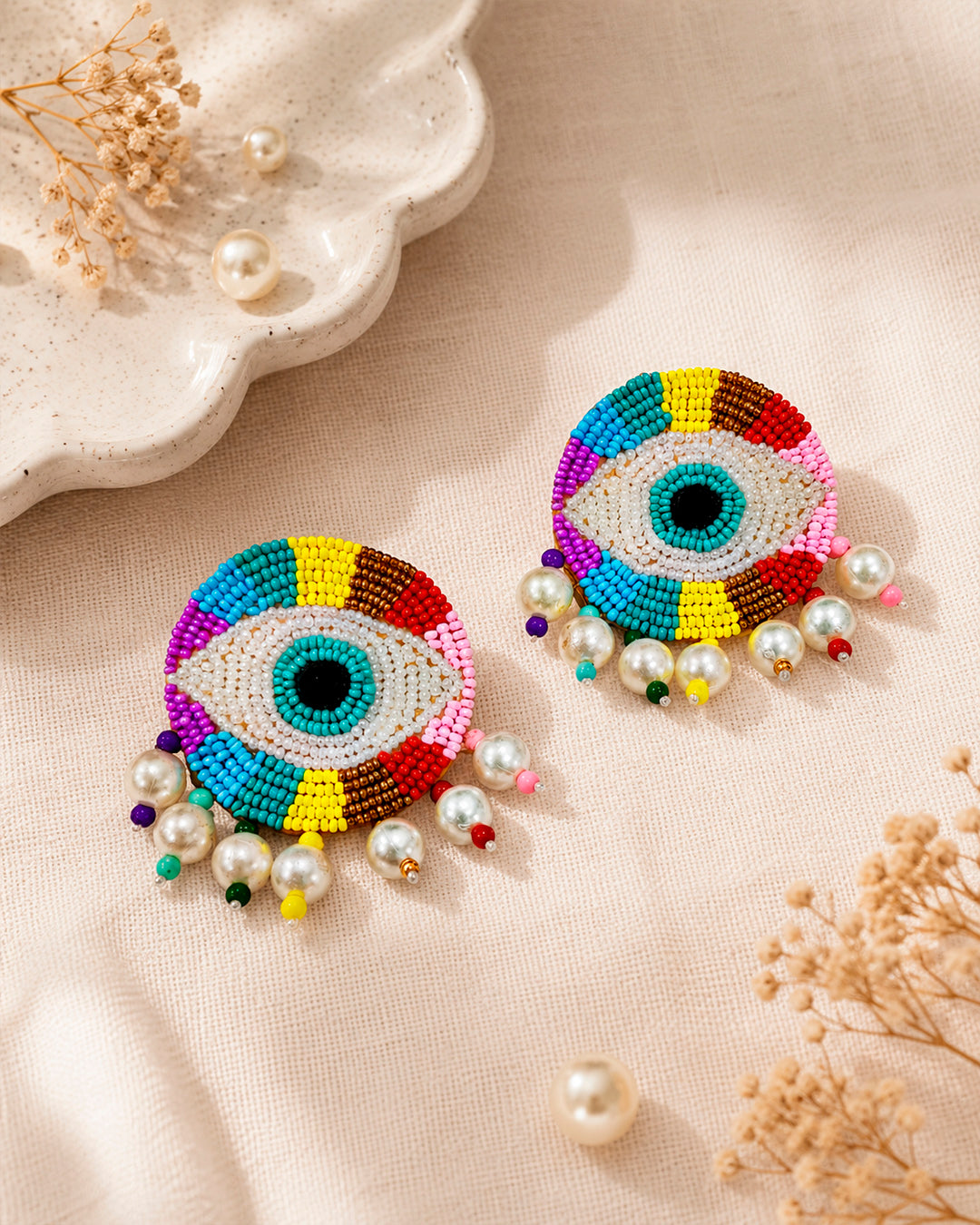 Evil Eye Round Multicolour Earring