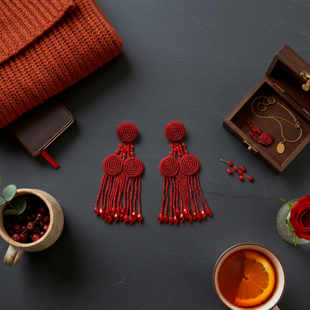 Red Dangler Earring