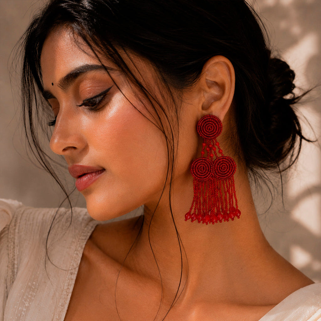 Red Dangler Earring