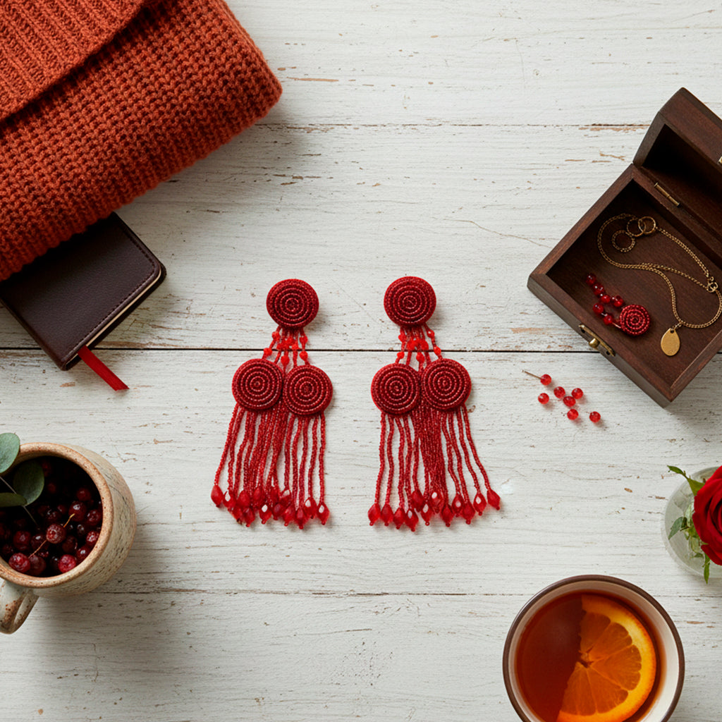 Red Dangler Earring