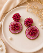 Round Pink Statement Earring