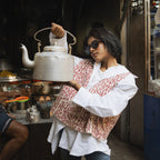 Block Print Reversible Summer Jacket In Leaf Bamboo Pattern
