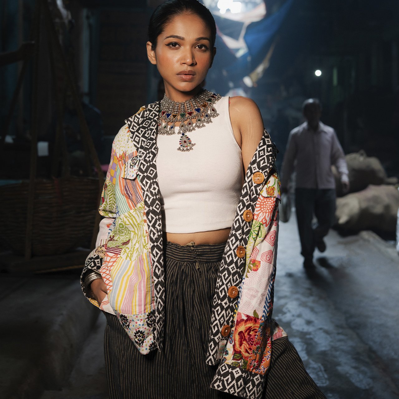 Block Printed Patch Work Cotton Summer Jacket