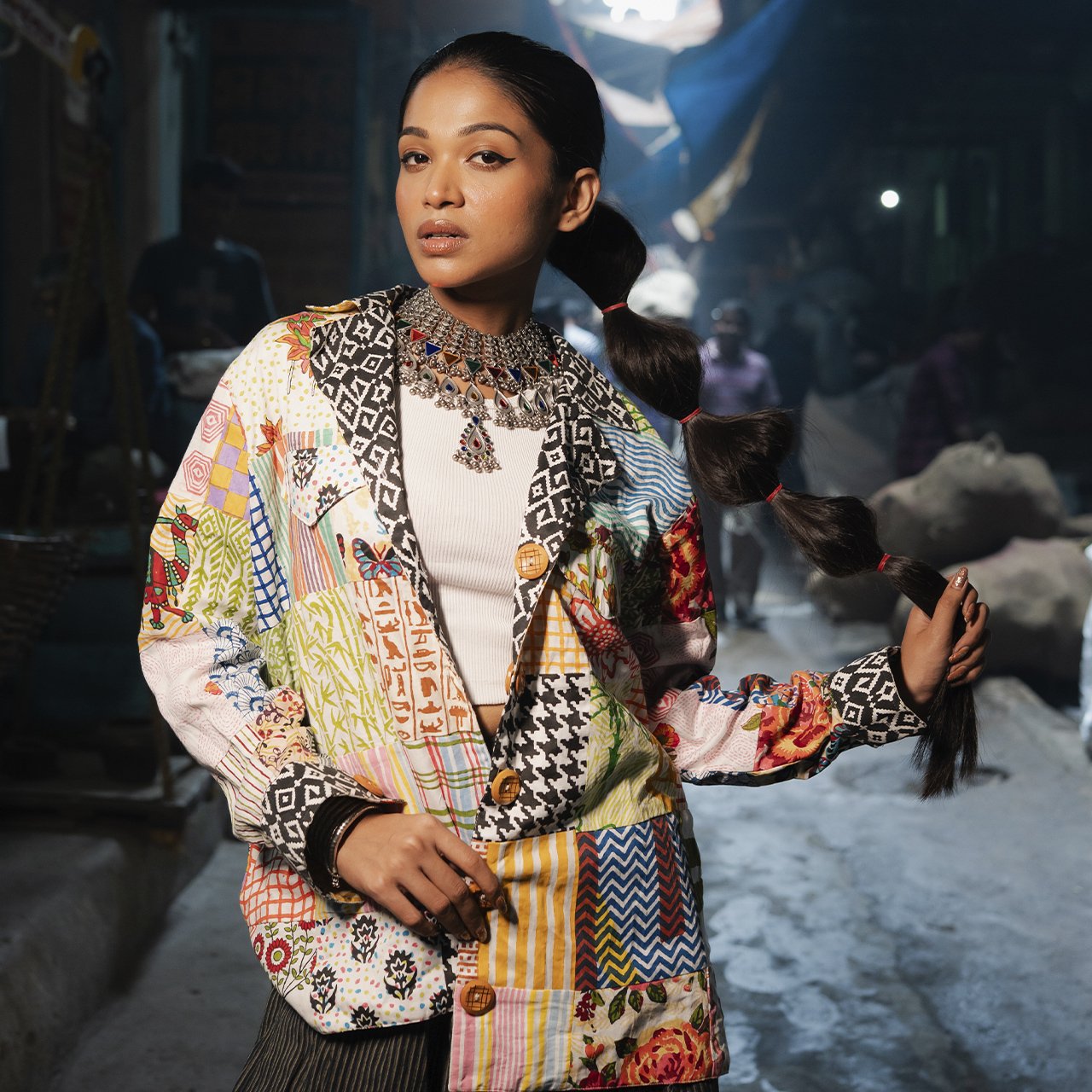 Block Printed Patch Work Cotton Summer Jacket