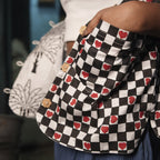Block Printed Reversible Cotton Summer Jacket Check Heart Pattern