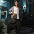 Block Print Reversible Cotton Summer Jacket Fish And Stripe Pattern
