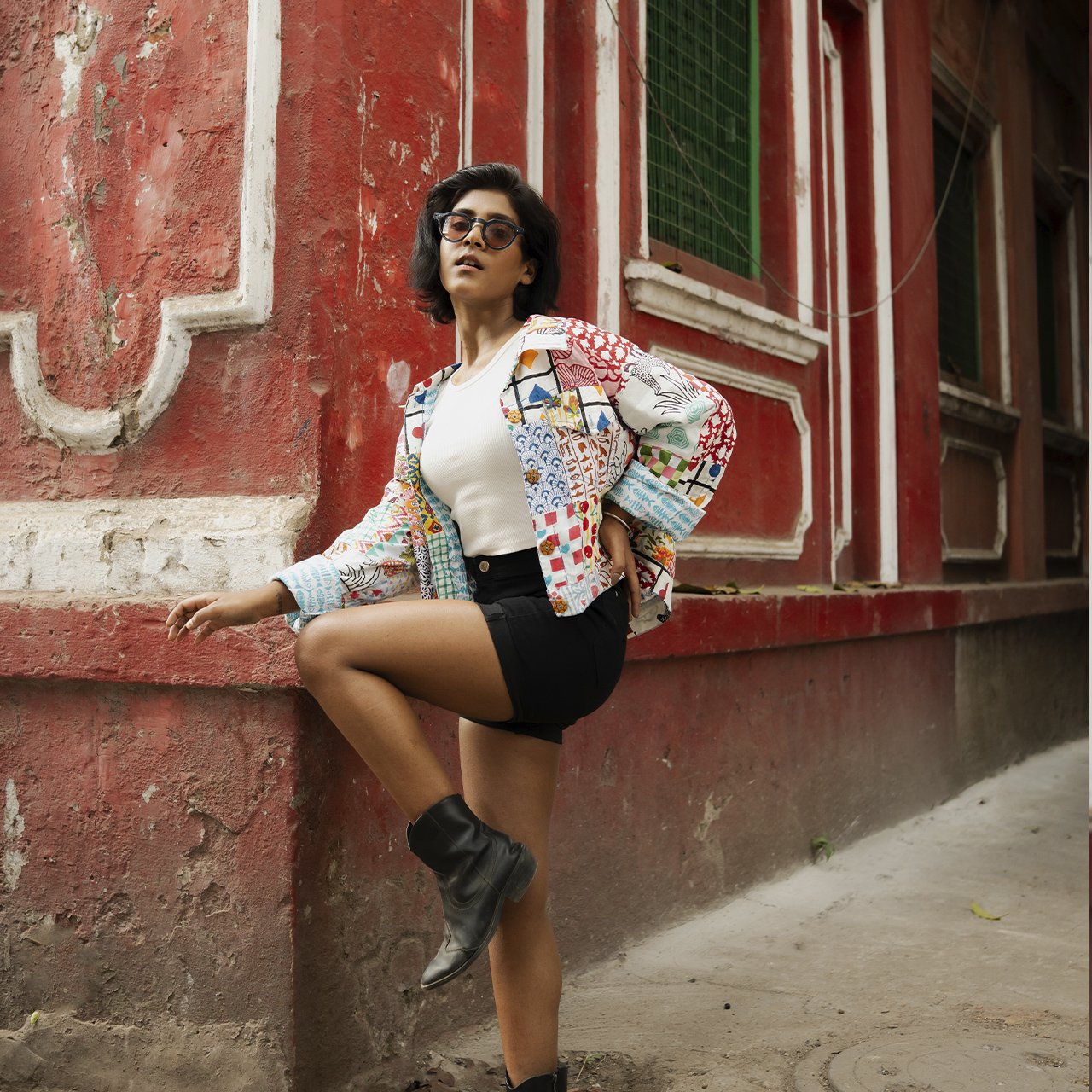 Block Printed Cotton Summer Jacket In Patch Work