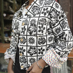 Block Printed Cotton Summer Jacket In Floral Check