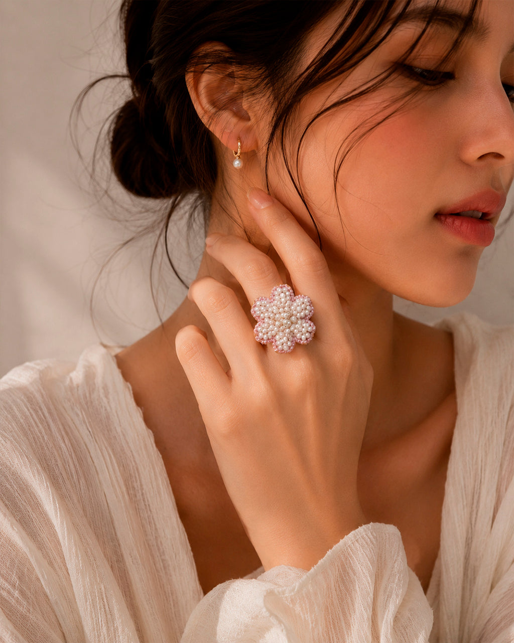 Jasmine beaded ring