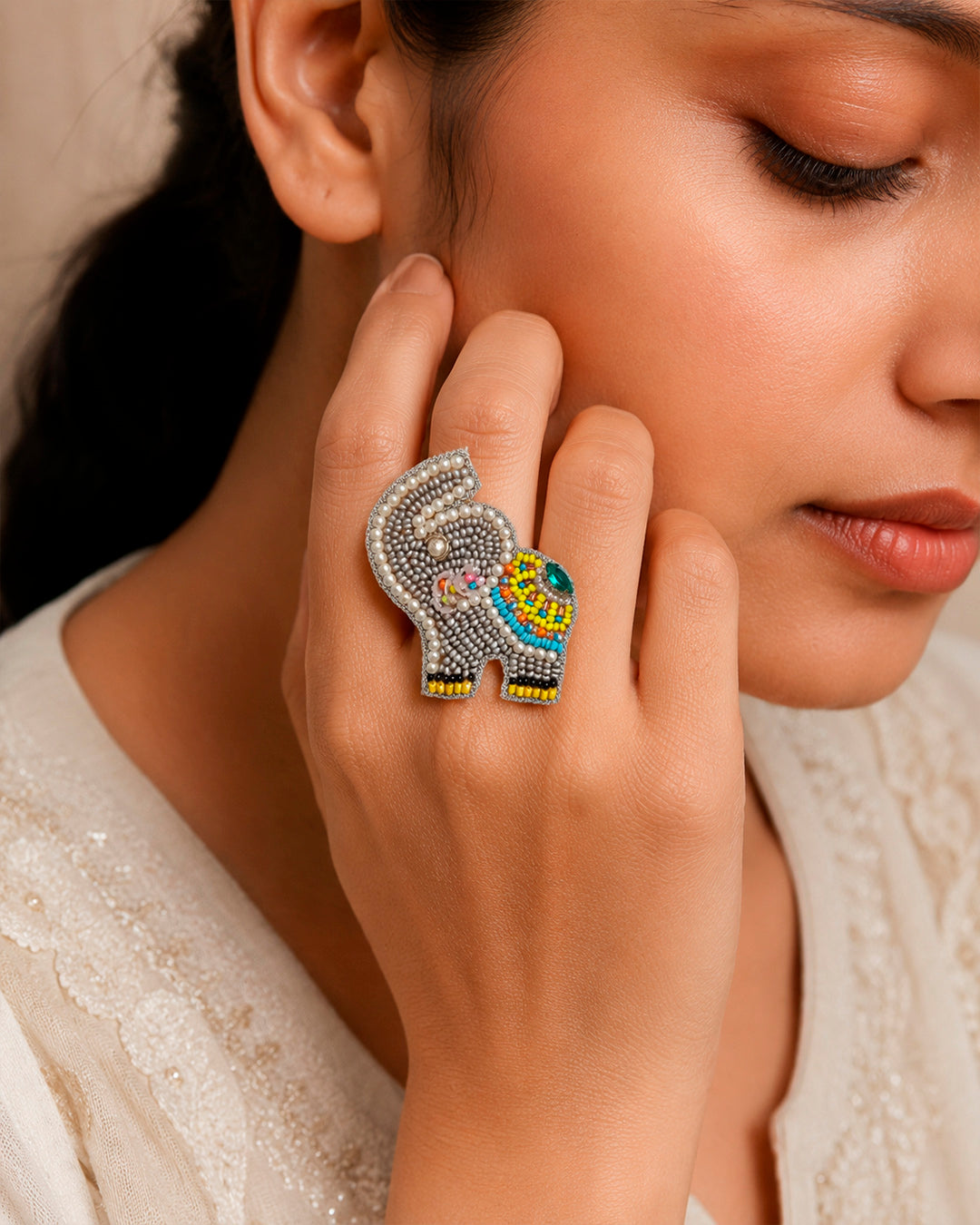 Elephant Beaded Ring