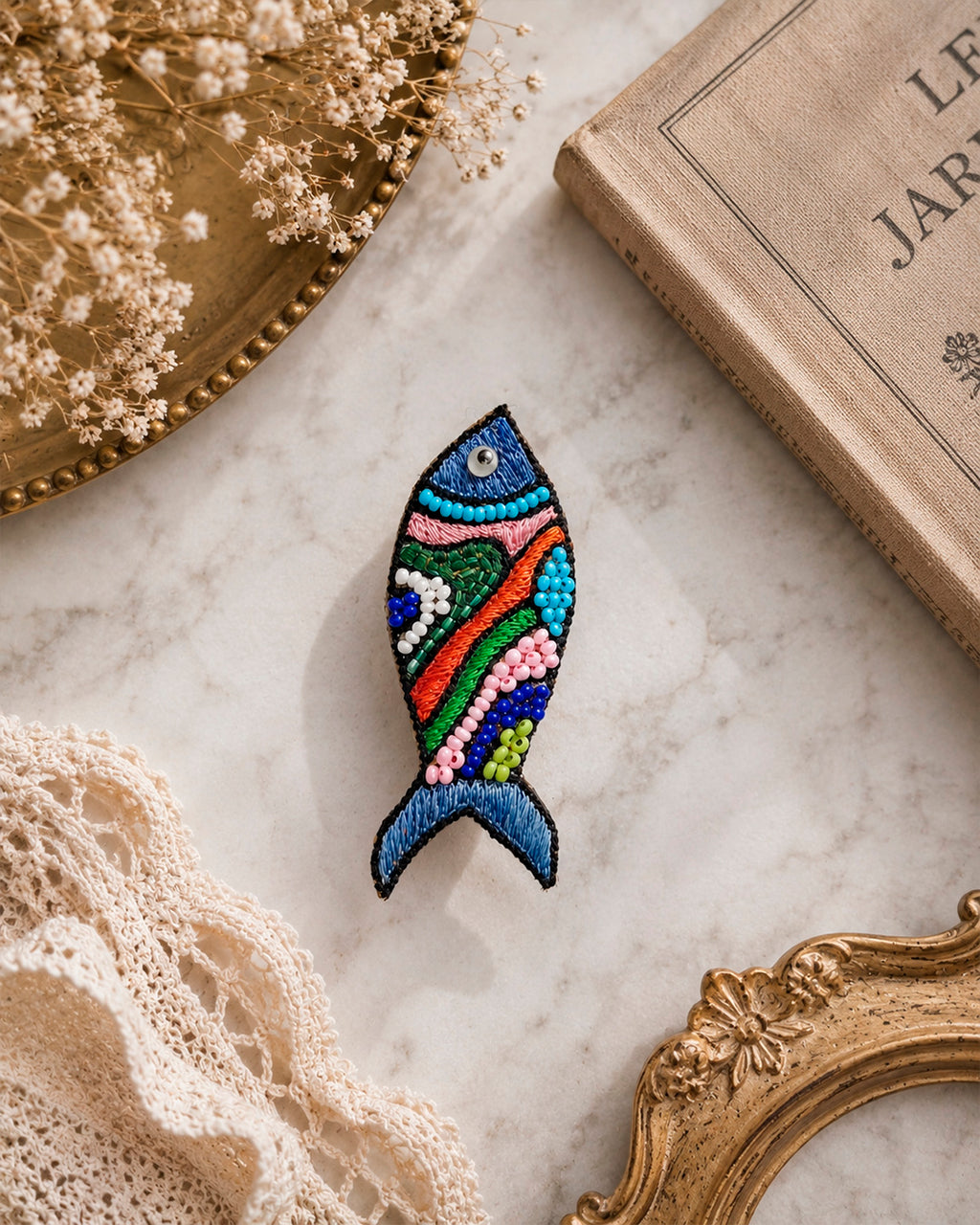 Fish Multi colour Beaded Ring