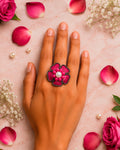 Moti Resham Flower Ring