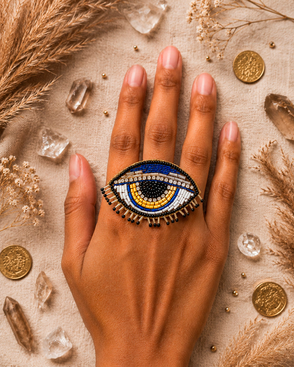 Evil Eye Beaded Ring