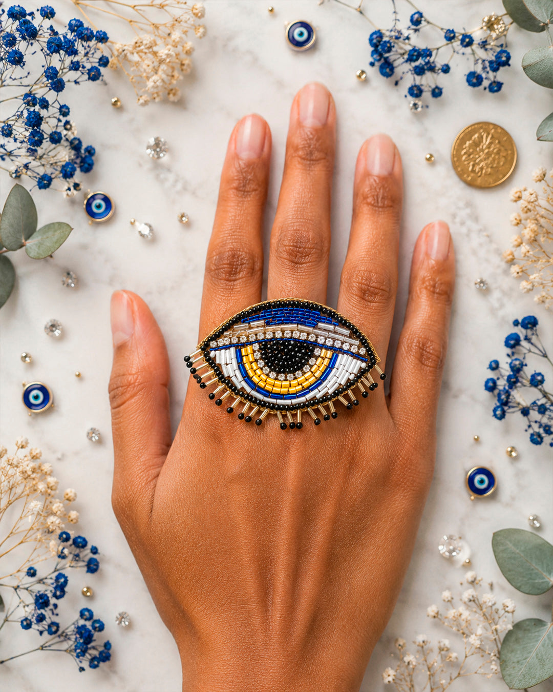 Evil Eye Beaded Ring