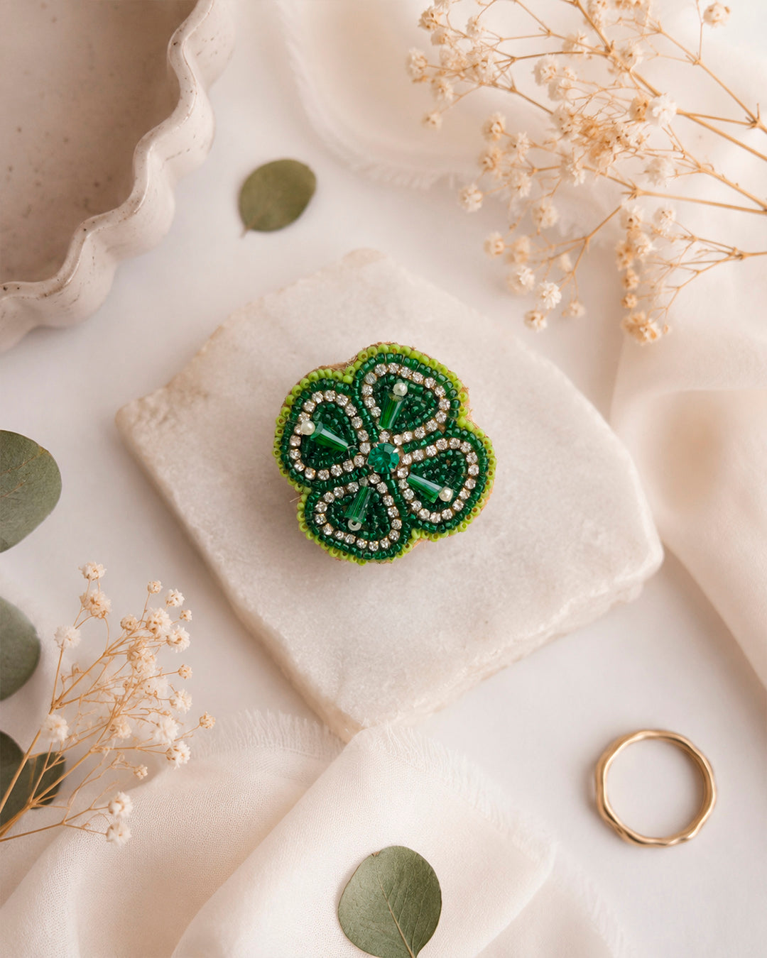 Clover Leaf Beaded Ring