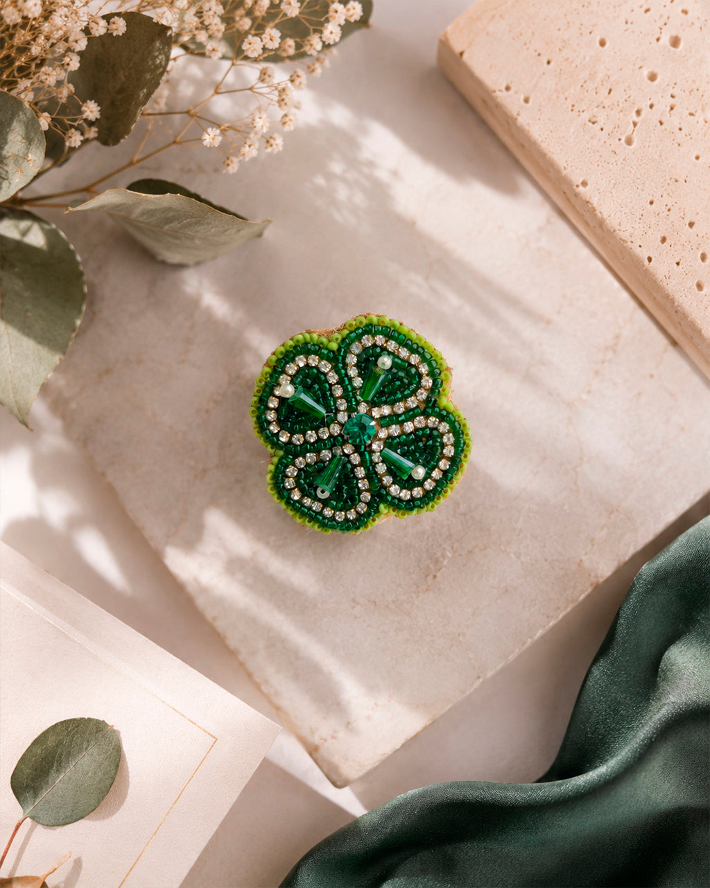 Clover Leaf Beaded Ring