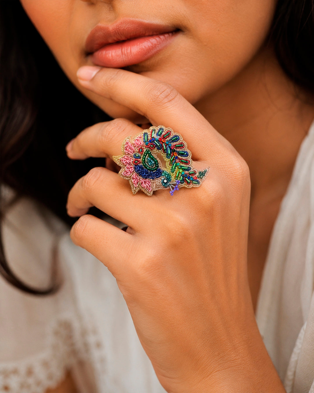 Mayunpankhi Beaded Ring