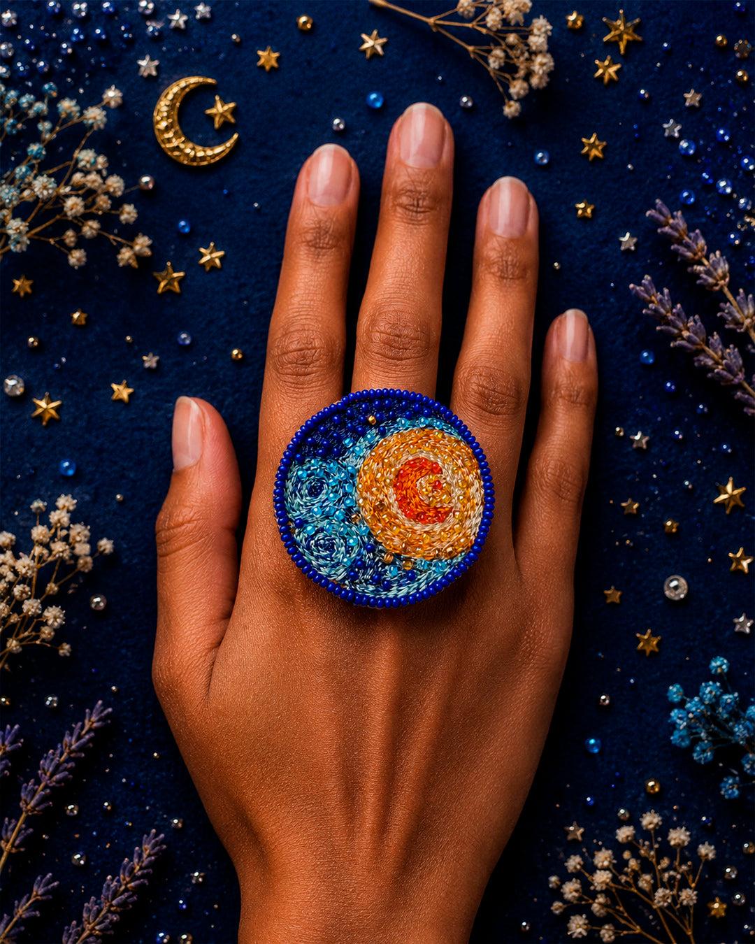Moon Beaded Ring