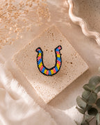 Multicolour U shaped beaded ring