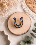 Multicolour U shaped beaded ring