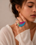 Multicolour Bird beaded ring