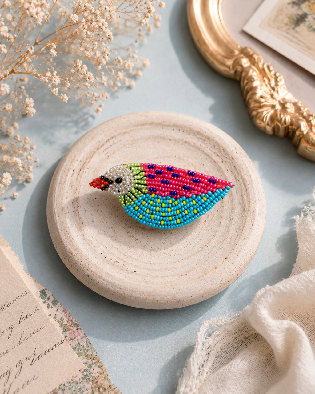Multicolour Bird beaded ring