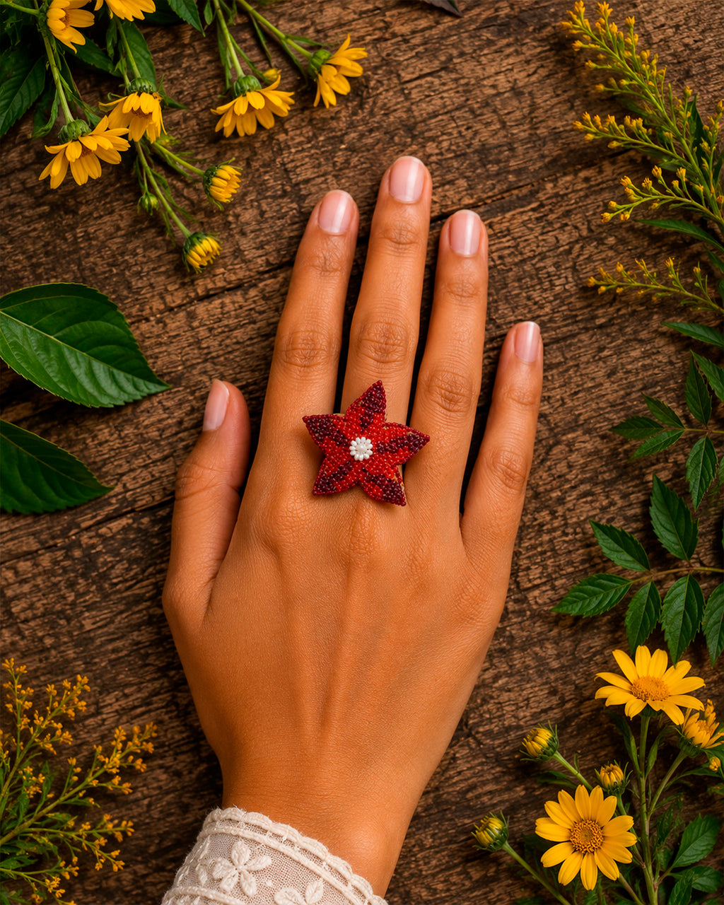 Star Fish Beaded Ring
