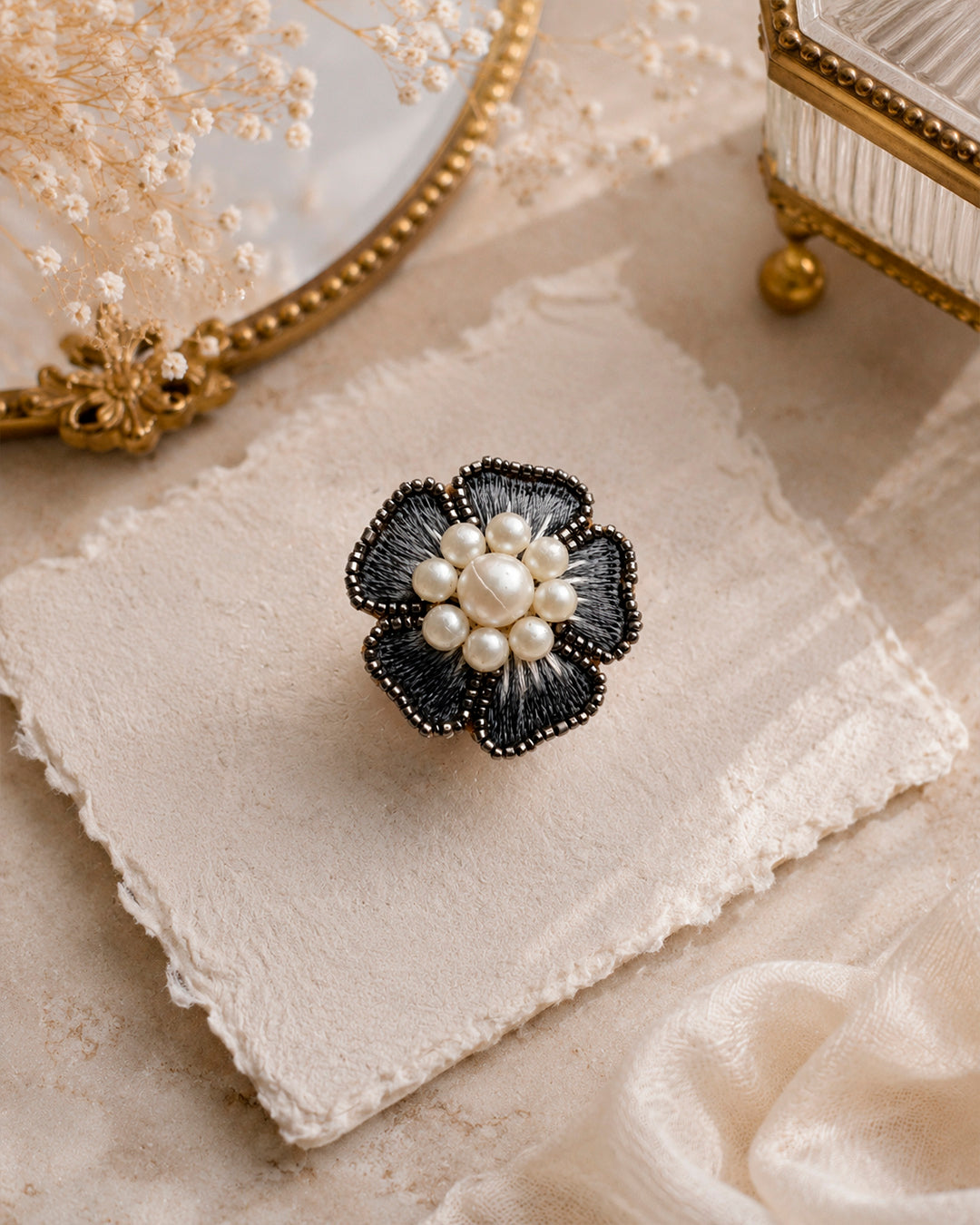Moti Resham Flower Ring