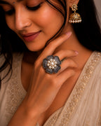 Moti Resham Flower Ring